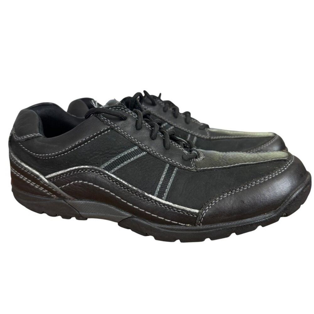 Rockport Mens Black Lace Up Sneakers Leather Comfort Shoes Dery sz 8.5